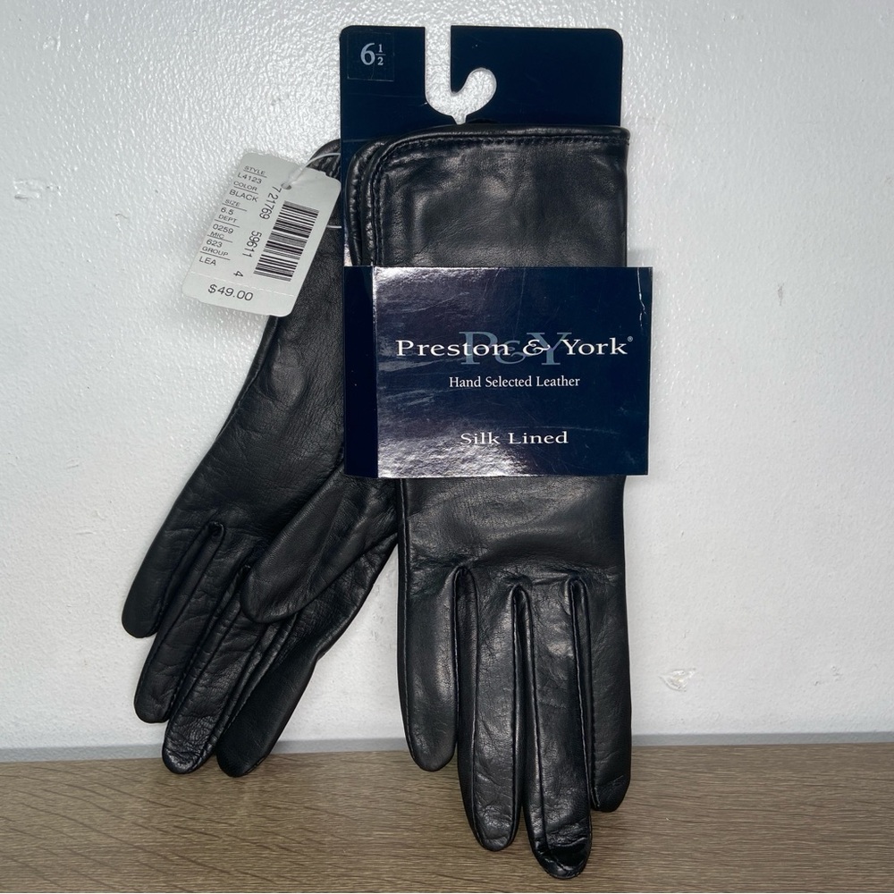 Preston & York Black Leather Gloves
